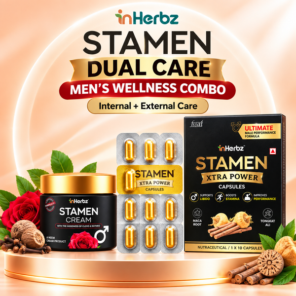 STAMEN Men’s Wellness Combo | Herbal Topical Cream 4g + Xtra Power Capsules 10’s | Energy, Stamina, Vitality & Intimate Wellness Support