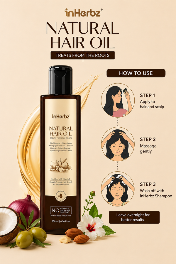Natural Hair Oil | 100% Cold Pressed Oils | Moroccan Argan, Bhringaraj Oil | Fortified with Vitamin E | Promotes Hair Growth & Reduces Hair Fall | feels Voluminous hair | Gives Essential nutrients to Hair Roots | Mineral Oil Free (200 ml )