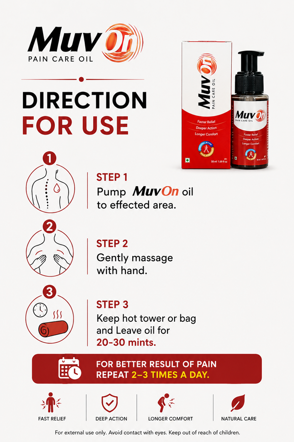 MuvOn PAIN CARE OIL | Medicated Ayurvedic Oil | active care for MUCLES & JOINT PAINS Visible improvement just 3 days |50ML