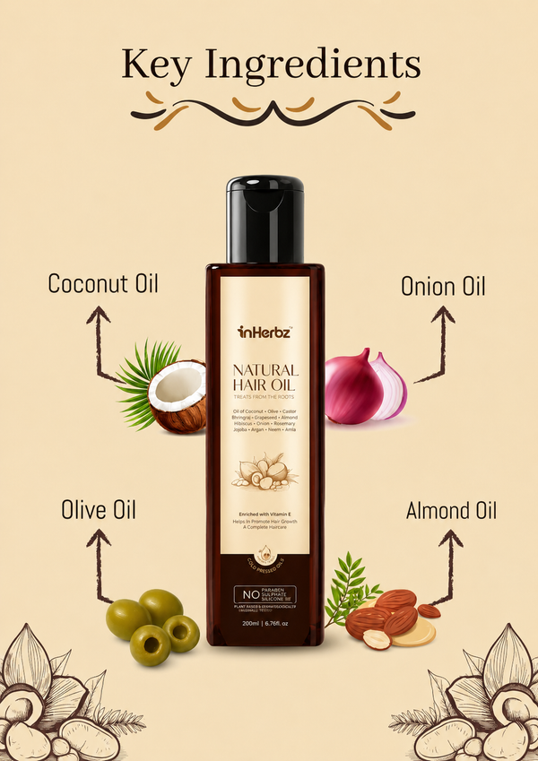 Natural Hair Oil | 100% Cold Pressed Oils | Moroccan Argan, Bhringaraj Oil | Fortified with Vitamin E | Promotes Hair Growth & Reduces Hair Fall | feels Voluminous hair | Gives Essential nutrients to Hair Roots | Mineral Oil Free (200 ml )