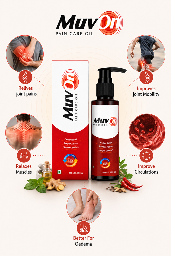 inHerbz MuvOn Active Pain Care Oil | Medicated Ayurvedic Oil for Muscle, Joint & Back Pain | Fast Pain Relief | Visible Improvement in 3 Days | 100ML