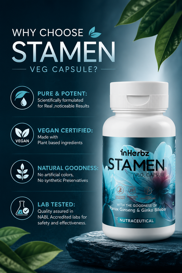 Stamen Veg Capsules | Daily Men's Vitality Supplement | 60 Capsules