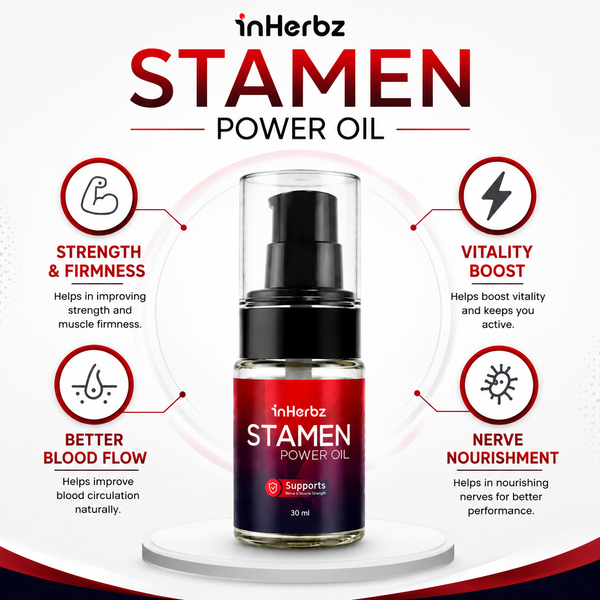 Stamen Power Oil for Men | Herbal Massage Oil | Supports Vitality & Wellness | Natural Ingredients | External Use Only | 30 ml PACK OF 3 (90 ML)