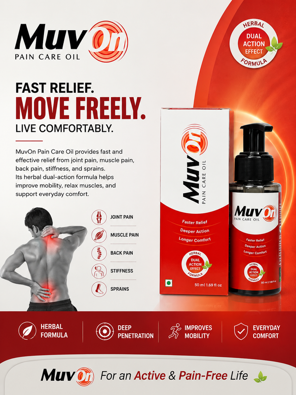 MuvOn PAIN CARE OIL | Medicated Ayurvedic Oil | active care for MUCLES & JOINT PAINS Visible improvement just 3 days |50ML