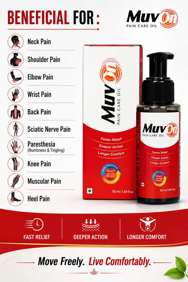 MuvOn PAIN CARE OIL | Medicated Ayurvedic Oil | active care for MUCLES & JOINT PAINS Visible improvement just 3 days |50ML