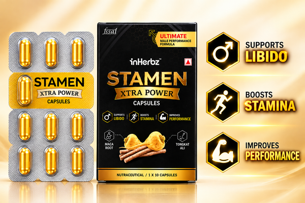 STAMEN Men’s Wellness Combo | Herbal Topical Cream 4g + Xtra Power Capsules 10’s | Energy, Stamina, Vitality & Intimate Wellness Support